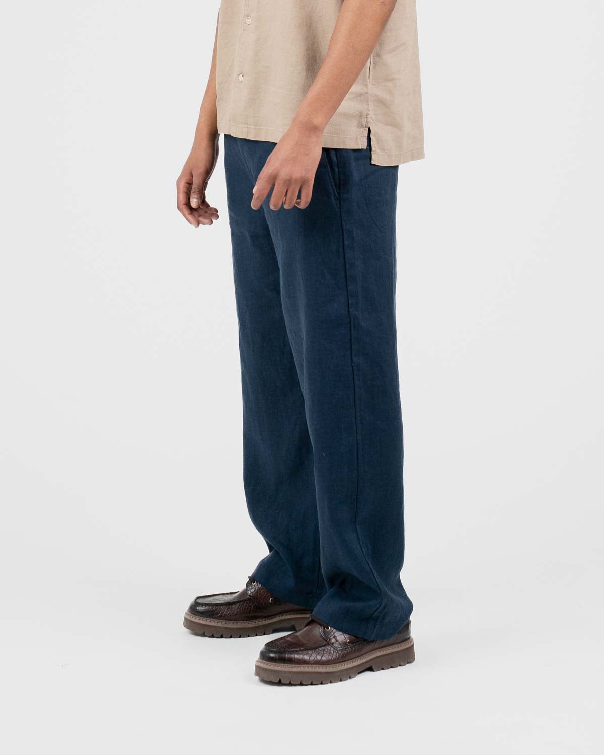 Baggy 100% hørbukser Navy | Skagen - clothing.dk